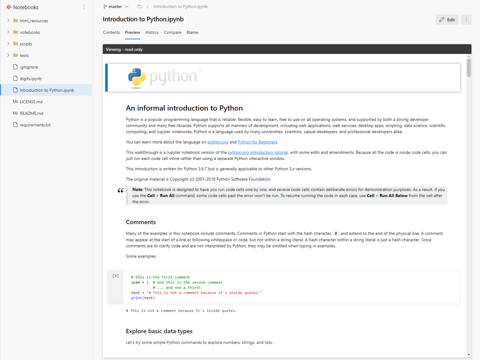 Ipnb file rendering in Azure DevOps