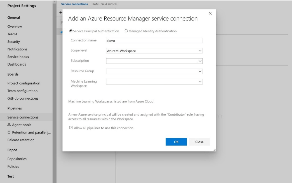 Select AzureMLWorkspace for the scope level